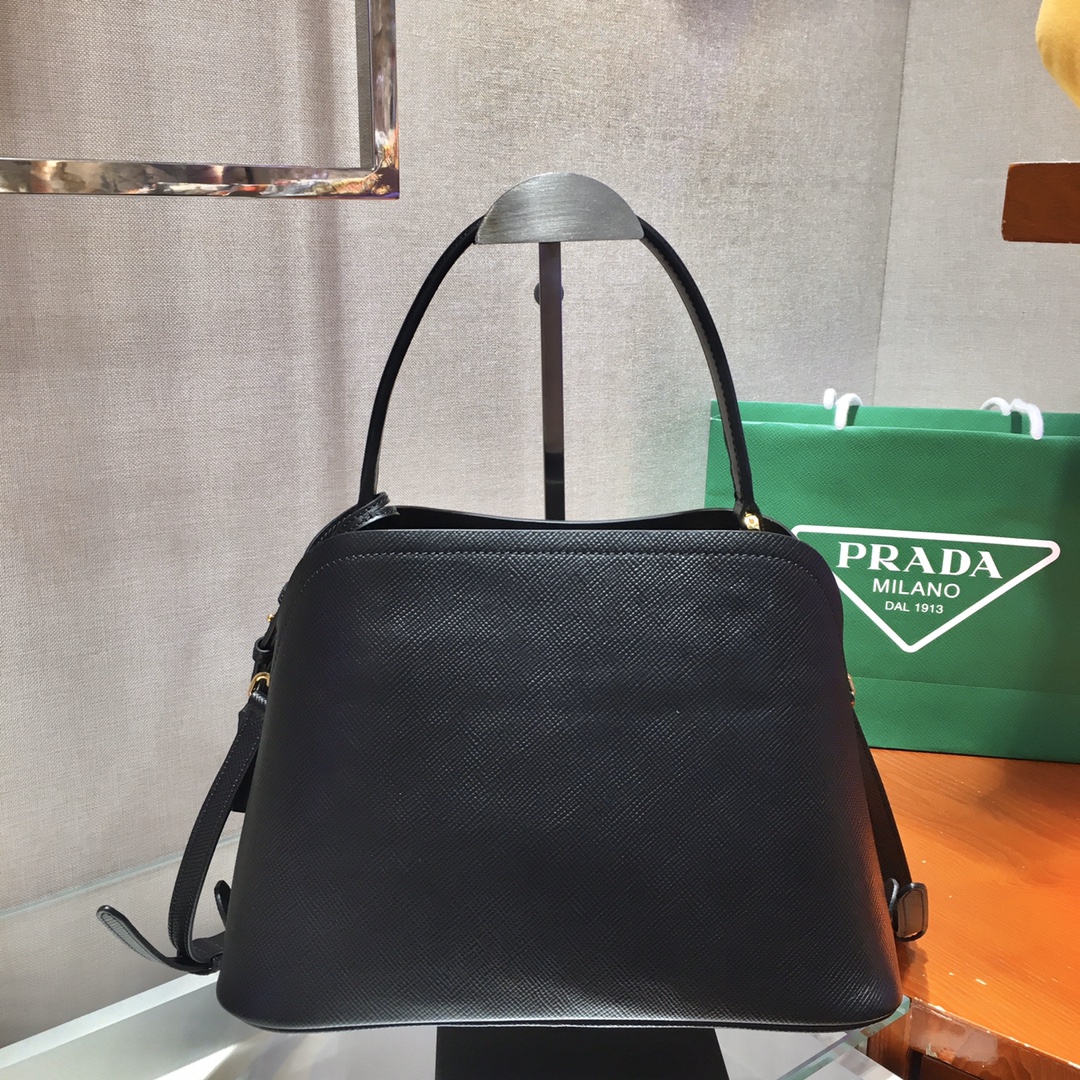 Prada Matinee Saffiano Leather Handbag Bag Tote Black 1BA282